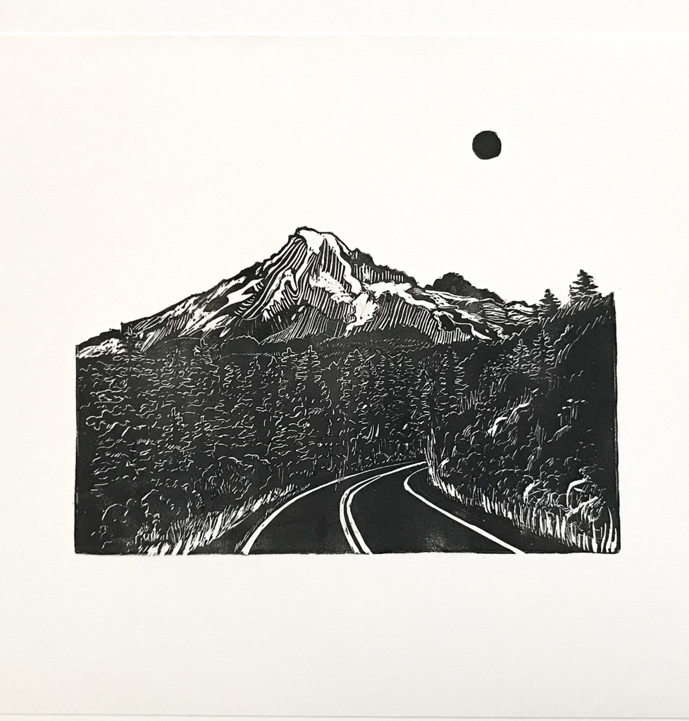 Linocut Print - Mountain & Moon - Large Framed Block Print Wall Art As –  blacktopprints