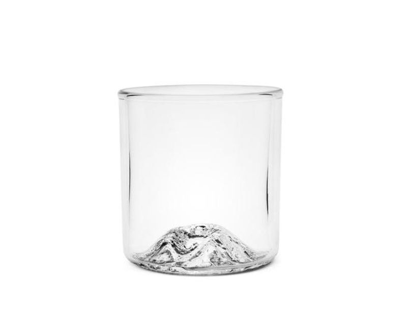 Handblown Tumbler featuring a topo mould of Mt. St. Helens in the base.